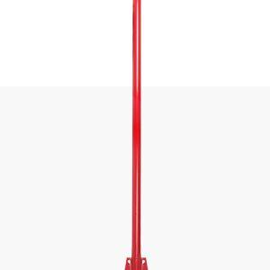 TradeMark floor scraper with red handle 355mm long standing upright on white background