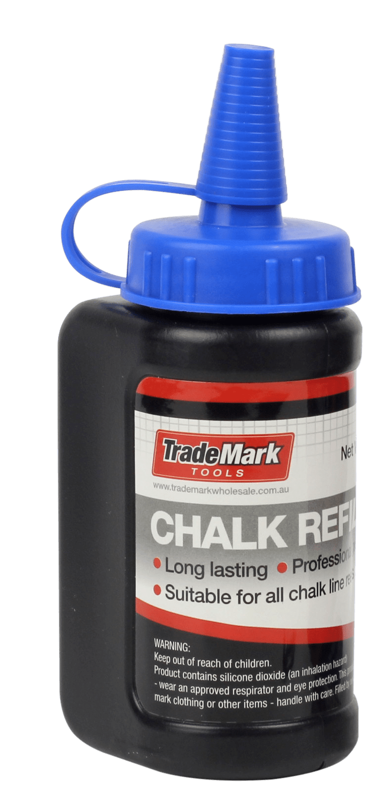 TradeMark blue chalk refill bottle on transparent background