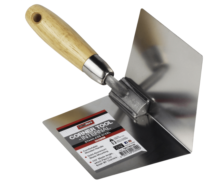 TradeMark stainless steel internal corner tool with wooden handle 100mm width