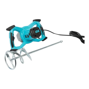 Ox Pro Tools 1600w Mixing Drill in blue on transparent background